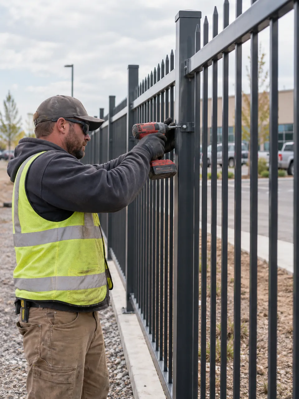 Fence Contractor in East Syracuse - NY setting fence posts along a residential property line, Fence Contractor in Bridgeport - NY setting posts for a backyard privacy fence installation